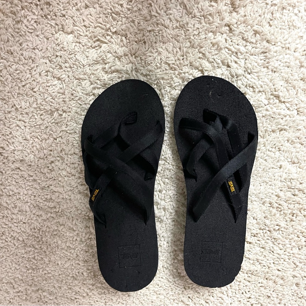 Teva Black Sandals with Yellow Logo